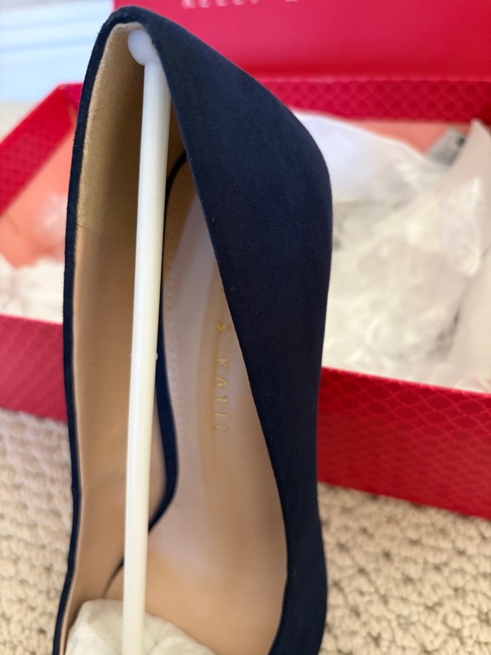 Kelly & Katie Navy Pointed-Toe Suede Pumps - Picture 3 of 5